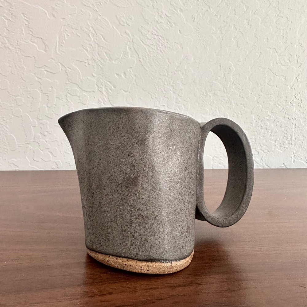 Handmade Pottery Creamer Pitcher Ceramic Wonky Abstract Signed Rustic‎ Earthy